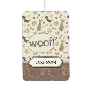WOOF! Dog Lover - Puppies pattern personalised Car Air Freshener