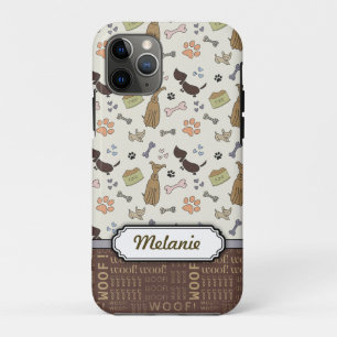 WOOF! Dog Lover - Puppies pattern personalizable iPhone 11 Pro Case