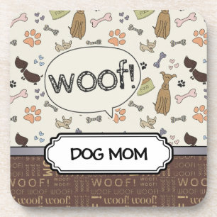 WOOF! Dog Lover - Puppies pattern personalized Coaster