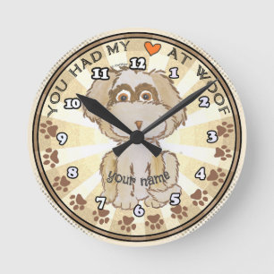 Woof Dog Round Clock
