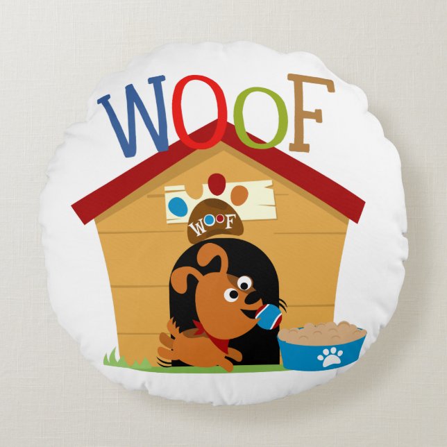 Woof Dog Round Cushion (Front)