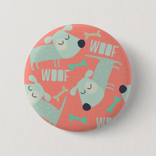 Woof Dogs and Bones 6 Cm Round Badge (Front)