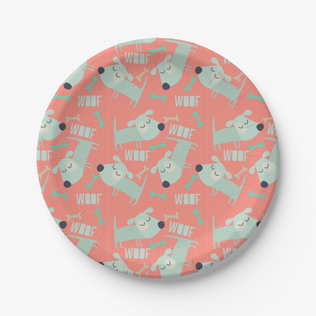 Woof Dogs and Bones Paper Plate (Front)