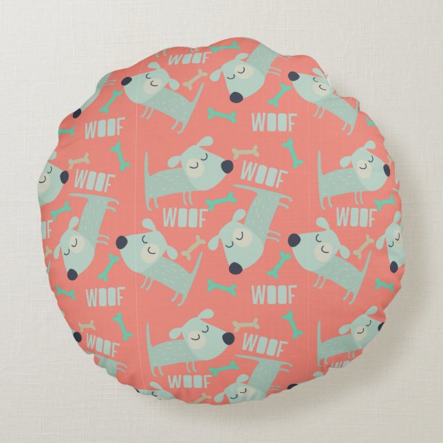 Woof Dogs and Bones Round Cushion (Back)