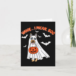 Woof Mean Boo Funny Ghost Dog Halloween German Card