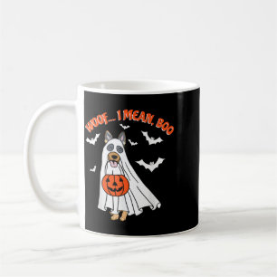Woof Mean Boo Funny Ghost Dog Halloween German Coffee Mug