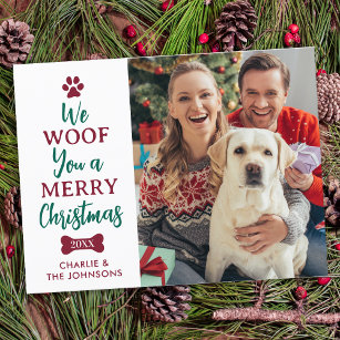 Woof Merry Christmas Cute Pet Dog Photo Postcard