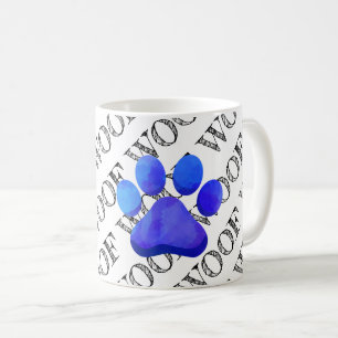 WOOF Pattern Blue Paw Print Colourful Modern Fun  Coffee Mug