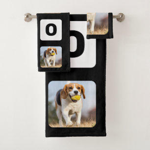 Woof Personalised Photo Collage Pet Lover Dog  Bath Towel Set