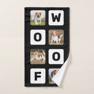 Woof Personalised Photo Collage Pet Lover Dog Hand Towel