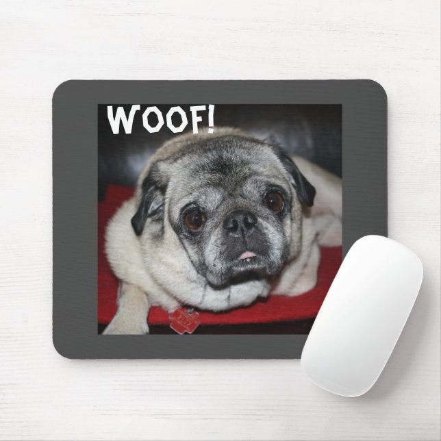 Woof, Pug Mousepad (With Mouse)