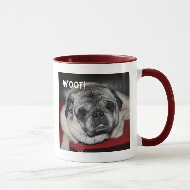 Woof, Pug Ringer Mug (Right)