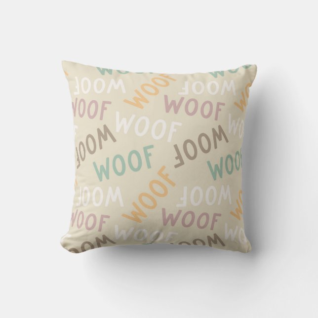 Woof Typography Pattern Cushion (Front)