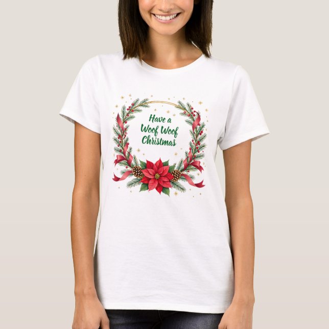 Woof Woof Christmas Shirt - Customizable Text  (Front)