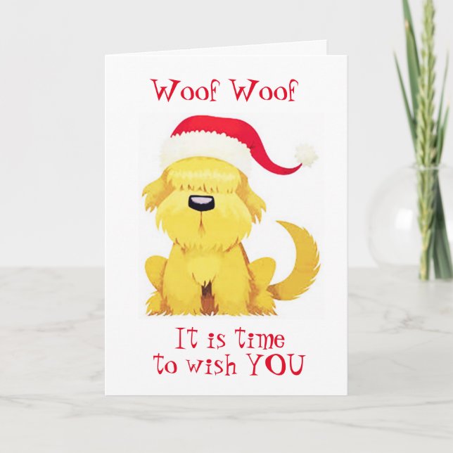 WOOF WOOF MEANS  "VERY MERRY CHRISTMAS" CARD (Front)
