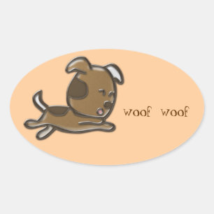 woof woof oval sticker
