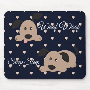 Woof Woof Sleep Sleep Polka Dot Mouse Pad