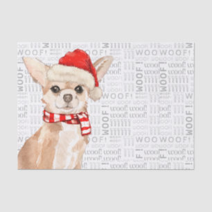 Woof Word Art and Christmas Chihuahua Santa Dog Tissue Paper