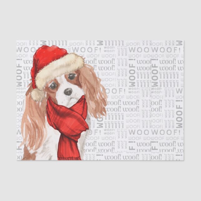 Woof Word Art and Christmas Cocker Spaniel Tissue Paper (Front)