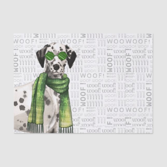 Woof Word Art and Christmas Dalmatian Dog Tissue Paper (Front)