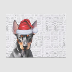 Woof Word Art and Christmas Doberman Pinscher Dog Tissue Paper