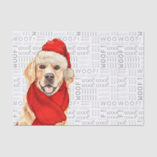 Woof Word Art and Christmas Golden Retriever Dog Tissue Paper