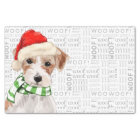 Woof Word Art and Christmas Jack Russell Dog