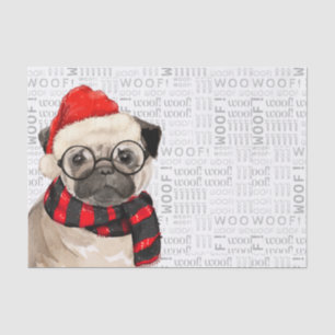 Woof Word Art and Christmas Pug Lover Tissue Paper