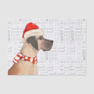 Woof Word Art and Great Dane Christmas Tissue Paper