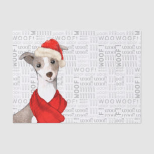 Woof Word Art and Italian Greyhound Christmas Tissue Paper