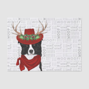 Woof Words and Christmas Border Collie Lover Tissue Paper