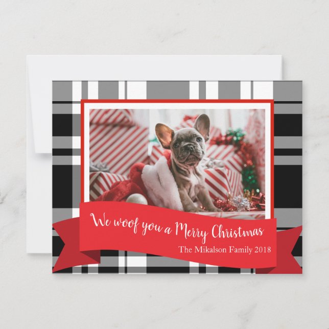 Woof You a Merry Christmas Pet Photo Holiday Card (Front)