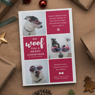 Woof you a Merry Christmas Photo Collage Holiday Card