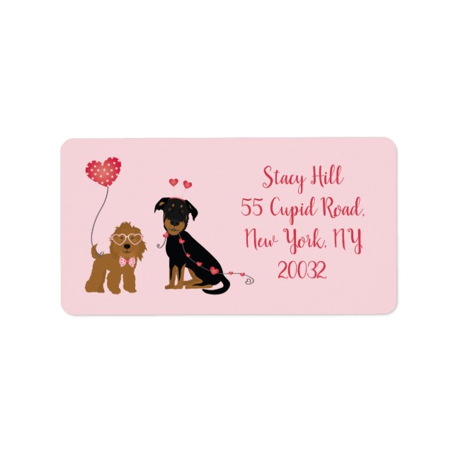 Woof You Be Mine Valentine Dogs Label (Front)