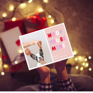 Woof You Be Mine   Valentines Dog  Postcard