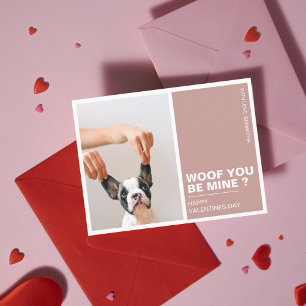 Woof You Be Mine Valentines Dog Postcard
