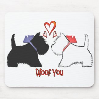 Woof You Cute Westie Dogs Art Mouse Mat