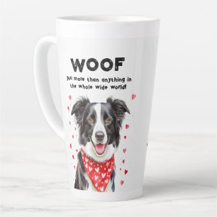 Woof you more than Border Collie Heart Bandanna Latte Mug