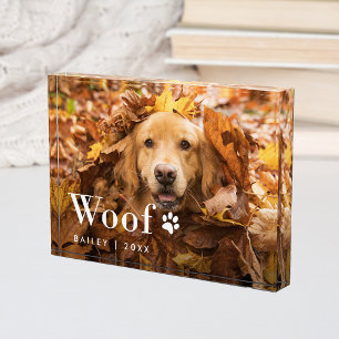 Woof Your Dog's Photo and a Paw Print Block