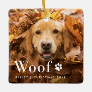 Woof   Your Dog's Photos and a Paw Print Ceramic Tree Decoration