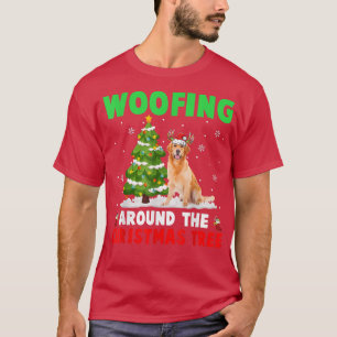 Woofing Around Christmas Tree Santa Reindeer Dog T-Shirt