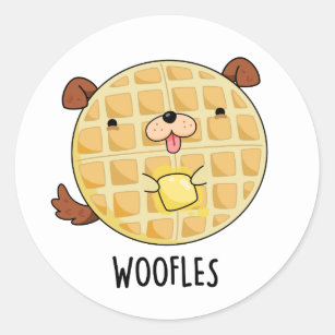 Woofles Funny Doggy Waffle Pun Classic Round Sticker