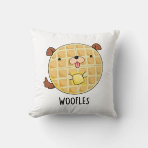 Woofles Funny Doggy Waffle Pun  Cushion