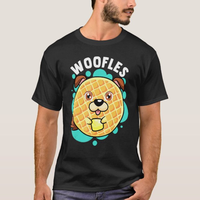 Woofles Waffle Dog Pun Foodie Graphic Joke T-Shirt (Front)