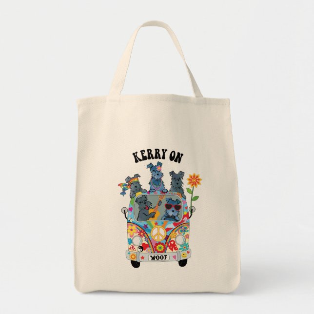 Woofstock Kerry Blue Terrier Large Tote Bag (Front)