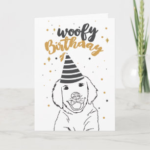 Woofy Birthday Labrador-Retriever Cute Puppy Sketc Card