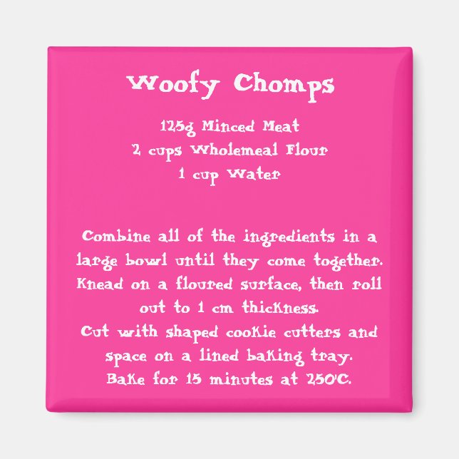 Woofy Chomps Recipe Magnet colour (Front)