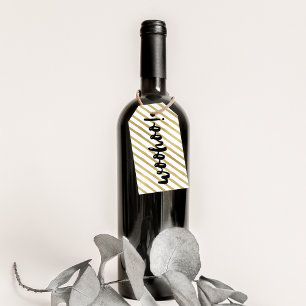 Woohoo Black & Faux Gold Stripe Gift Tags