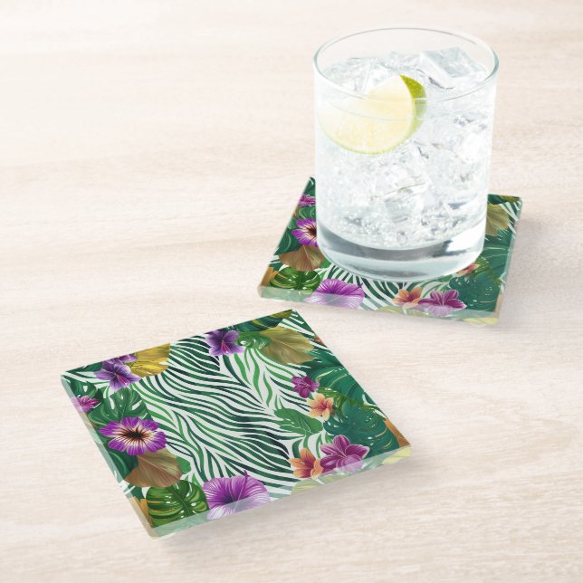 Wooing jungle harmony glass coaster (Angled)