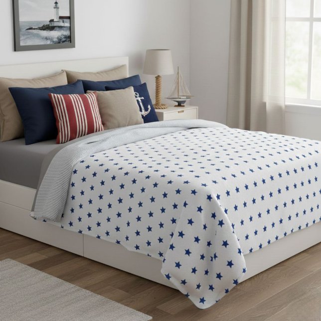 Wool blanket with blue stars, living room throw (Creator Uploaded)